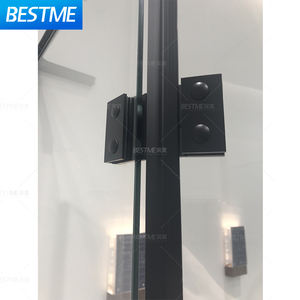 Cabina de ducha de lujo con marco de aluminio, puerta de vidrio de baño curvada negra con apariencia recta para hoteles - Product Image 5