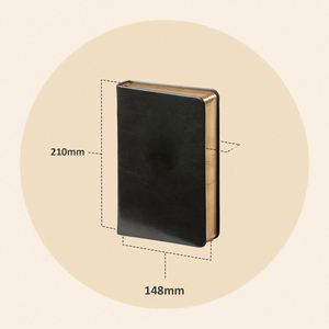 Custom A5 <b>Black</b> Leather Hardcover Journal 100 <b>Sheets</b> Gold Edge Thermal Binding with Custom Logo and Printing - Product Image 3