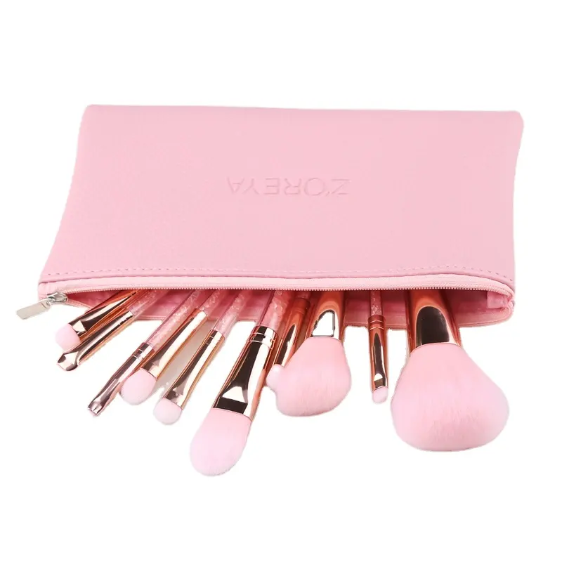 Free Sample Makeup Brushes/Pink Crystal Handle Makeup Brush Set/Custom Logo Make Up Brushes 10pcs brush set