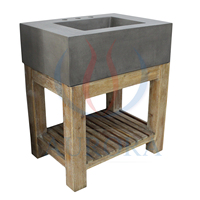 Nouveau style de vanités de salle de bain très vendues mélange de matériaux meubles d'extérieur table en béton et bois avec logo