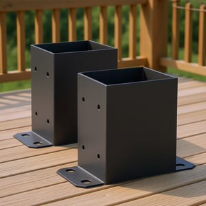 Soportes para postes 4x4, 2 piezas, negro mate, de un solo lado, para soporte de barandilla de terraza, tamaño interior 3.6x3.6 pulgadas - Product Image 2