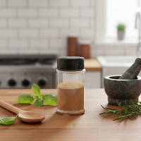 Pot à épices rond en plastique écologique de qualité alimentaire et flacon à assaisonnement avec couvercle anti-fuite pour épices et poivrière