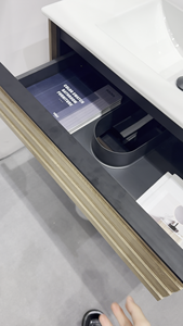 Nuevo Canton Fair estilo americano moderno 30 <span class=keywords><strong>35</strong></span> 42 50 pulgadas juegos de tocadores de baño muebles de grano de madera con lavabo de cerámica - Product Image 4