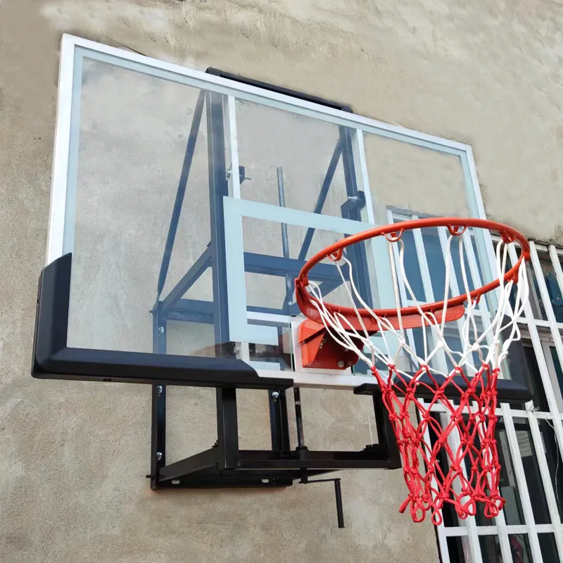 Equipo de baloncesto de tubo de acero para exteriores e interiores Altura ajustable Soporte de baloncesto de elevación con manivela manual