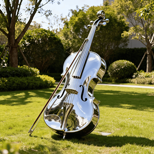 定制现代不锈钢小提琴大提琴吉他雕塑，采用焊接工艺，音乐婚礼装饰 - Product Image 1