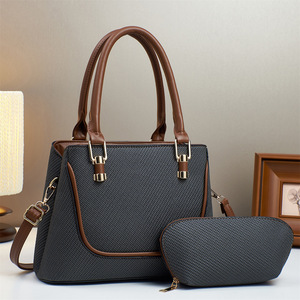 PU Leather 2 Pieces Bags Set <b>Ladies</b> Shoulder Bags Luxury Designer Women's Handbags With a <b>Wallet</b> - Product Image 4