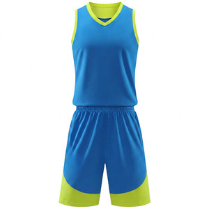 Ensemble de maillots de basket-ball personnalisés de haute qualité OEM ODM, sublimés, col en V, sans manches, évacuation de l'humidité, unisexe, adulte, toutes saisons - Product Image 1