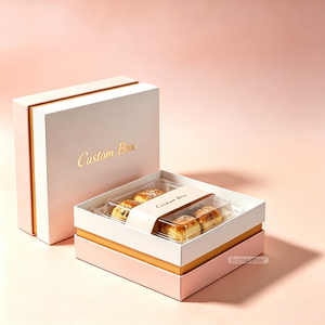 Caja de Regalo de Cartón Rígido con Estampado Dorado, Apta <span class=keywords><strong>para</strong></span> Alimentos, <span class=keywords><strong>para</strong></span> el Día de San Valentín, con Tapa y Base Biodegradables Personalizadas - Product Image 1