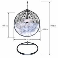 Fauteuil suspendu en rotin d'extérieur avec structure en acier pour jardin, patio, balcon et parc