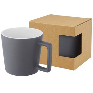 Tazza da Latte in Ceramica Cali 370ml con Finitura Opalina e Cucchiaio, Personalizzabile con Logo, Modello 100900-3 - Product Image 1