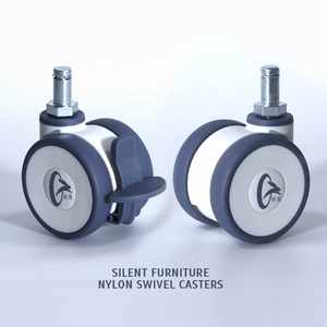 عجلة مطاطية مزدوجة بقطر 2.5 بوصة، عجلة صامتة للأثاث مع فرامل عامة للاستخدام في الفنادق - Product Image 2