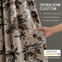 Tissu en velours coupé botanique motif feuille d'érable 450 à 520 g/m² en polyester tricoté, tissu d'ameublement motif feuille d'automne pour canapé, chaise, décoration d'hôtel