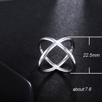 Kadınlar için Ajurlu Çapraz Sarma Yüzük, 22mm, Beyaz Altın Kaplama Alaşım Kore Tarzı Geometrik