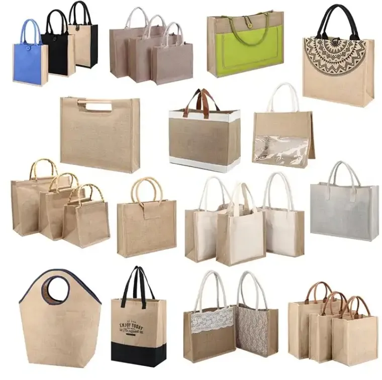 도매 프로모션 로고와 함께 재사용 가능한 친환경 면 포장 선물 쇼핑 삼베 황마 가방