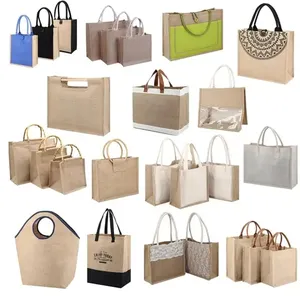 Promozione all'ingrosso personalizzato Eco friendly riutilizzabile con logo cotone imballaggio regalo Shopping juta borse da donna