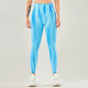 Leggings Yoga a Vita Alta Senza Cuciture Tie-Dye, Bellissimi Leggings Fitness <span class=keywords><strong>Lucidi</strong></span> con Effetto Push-Up per Donne - Product Image 4