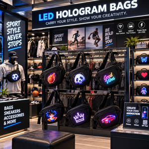 Sac bandoulière avec écran holographique WiFi de 12 cm – Transformez votre sac en écran 3D mobile HoloPack HoloBag Sac à écran holographique - Product Image 4