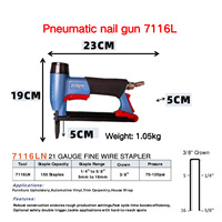 Agrafeuse pneumatique industrielle à couronne large en acier (Modèle XJP7116) ; Capacité de 190 agrafes ; Compatible avec des longueurs d'agrafes de 4 mm à 16 mm