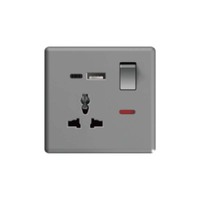 KAMANNI T2-2 Nouvelle conception Interrupteurs muraux universels certifiés Prises en plastique à gros boutons 2 prises 13A/16A Type C Utilisation industrielle Royaume-Uni