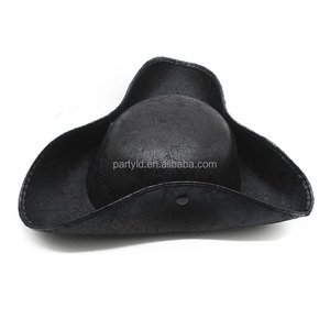 Của phụ nữ nâu cổ điển tricorn cướp biển <span class=keywords><strong>hat</strong></span> với Faux da nhăn đau khổ cho các bên carnivals bãi biển cảnh Đen Pirate-<span class=keywords><strong>Hat</strong></span> - Product Image 6