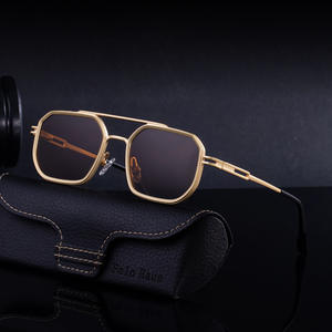 Lunettes de soleil carrées en métal pour homme KSL-98278, protection UV400, monture marron, verres PC, charnière à ressort - Product Image 2