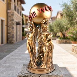 Il mondo della statua in bronzo a grandezza naturale intagliato a mano a buon mercato all'ingrosso personalizzato è il tuo artigianato in metallo per la fusione della tecnica di decorazione domestica - Product Image 1