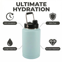 Growler isotherme chaud/froid en acier inoxydable de 64 oz, double paroi, sans BPA, gourde portable pour brassage maison et camping