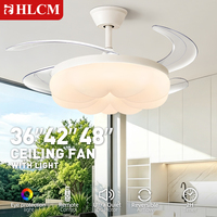 Ventilateur de plafond intelligent invisible pour chambre à coucher, avec lumière, 6 vitesses, télécommande, AC réversible, design moderne, LED 90 CRI, montage en suspension