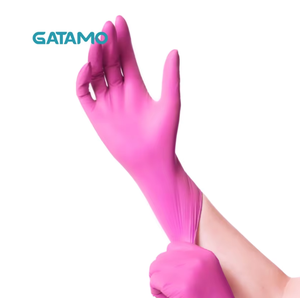 Sarung Tangan Pemeriksaan ZSS007 Ukuran <span class=keywords><strong>M</strong></span> Bebas Bedak, Sarung Tangan Keselamatan untuk Pemeriksaan, Warna Pink, Bahan Nitril Sintetis, Bebas Bedak, Sekali Pakai, Sarung Tangan Vinyl Nitril - Product Image 2