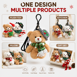Porte-clés en peluche ours de Noël mignon sur mesure, directement de l'usine, fabricant OEM ODM pour cadeaux, marques à étiquette privée et commandes en gros - Product Image 2