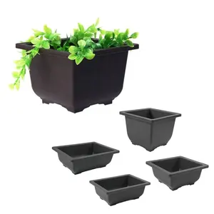 Flower Pot Plastic Square Pots Flower Bonsai Bowl Nursery Basin Planter Rectangle Pots for Plants