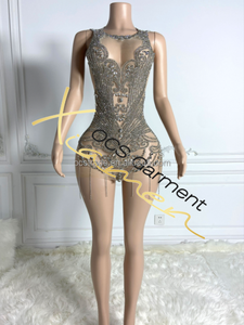 Vestidos Mini de Fiesta Brillantes con Cuentas y Cristales, Estilo Bodycon, Cintura Imperio, Sin Mangas, de MF Fashion, para Usar en Clubes, Sensuales - Product Image 5