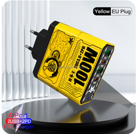 Chargeur Mecha multi-ports 2QC3.0 + 2PD à charge rapide PD25W EU/UK/US Plug 100W Tête de charge rapide pour huawei
