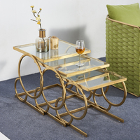 Ensemble de tables basses pour salon, plateau en verre trempé transparent, base en acier inoxydable, tables gigognes mobiles, 3 pièces, table centrale et table d'appoint