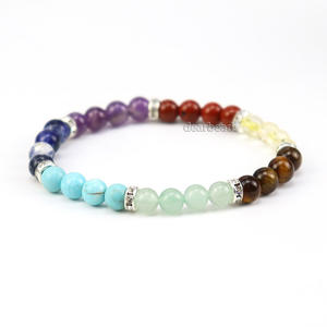 Venta al por mayor barato 100% curación natural 7 Chakra piedras preciosas cristal pulseras piedra para mujer joyería, cuentas de 6mm, - Product Image 1