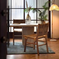 Chaise de salle à manger rétro nostalgique en bois massif de Chine avec dossier en chanvre banane pour la maison et usage polyvalent