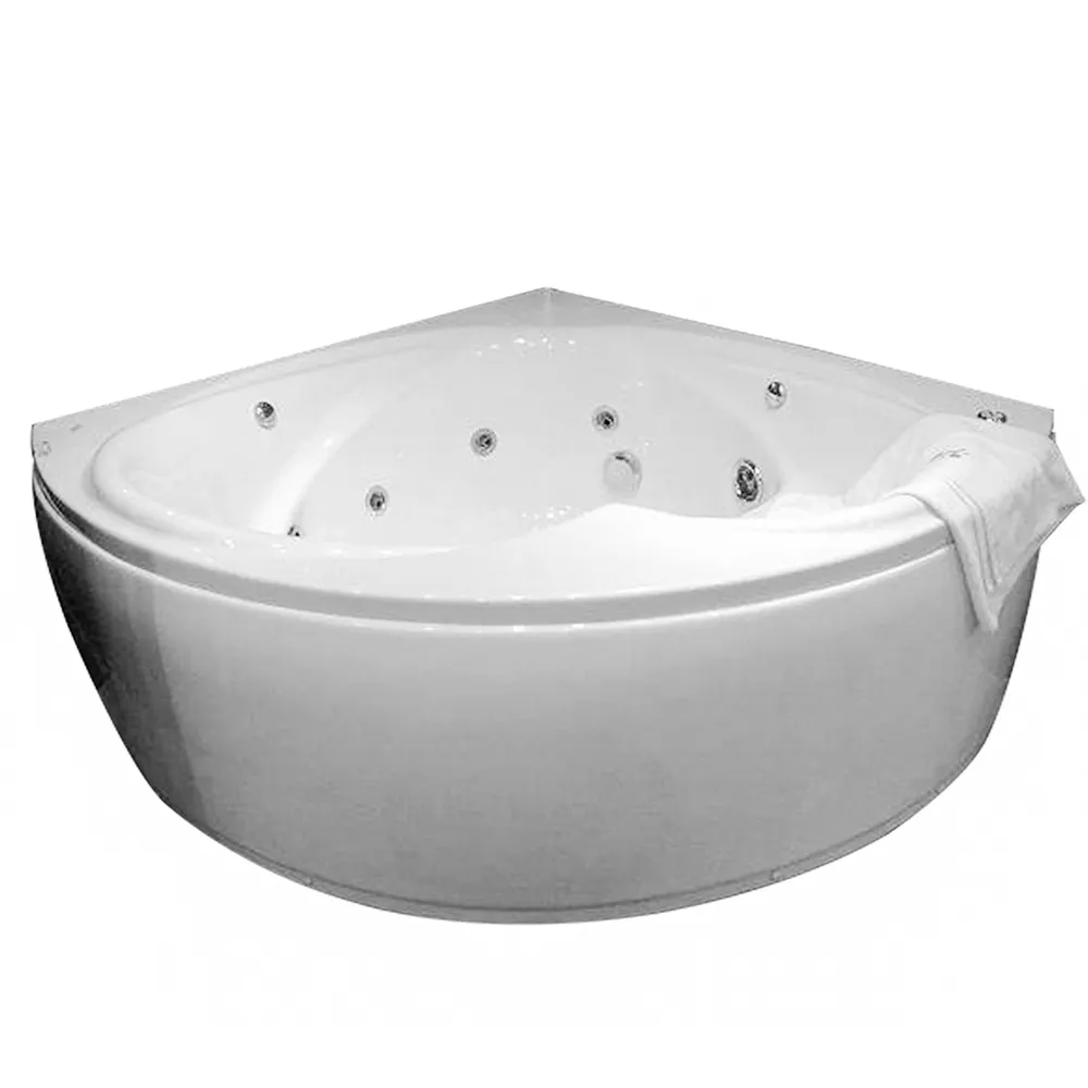 New design indoor corner whirlpool bath tub acrylic massage bathtubs for 2 adults with pillow and massage jets