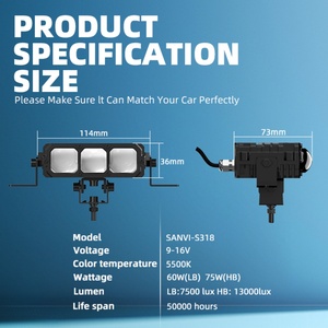 Sanvi S318 New Universal Fitment 12v Car Fog Lights <b>Led</b> <b>Headlight</b> Three Lens Projector Grille Lights - Product Image 6