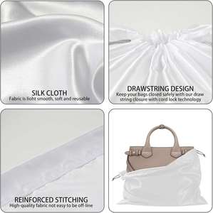 Custom logo Satin Silk Silk Dust Bag for <b>Handbags</b> Travel Silk Storage Bag Drawstring Multi-dimension DIY Color - Product Image 2