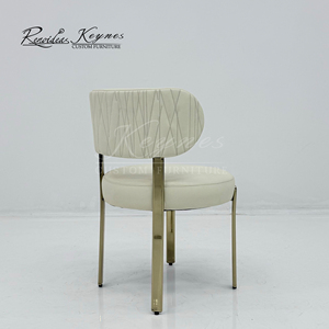 Keynes Modern Cream White PU Leather Dining <b>Chair</b> Gold Metal Frame Upholstered Leisure <b>Chair</b> for Restaurant Hotel - Product Image 5