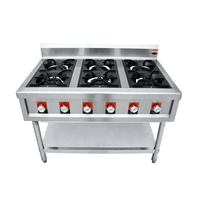 Kompor Gas komersial 2/4/6/8 pembakar, kompor Gas baja tahan karat dan kompor Jarak Jauh wajan perak dapur tahan lama untuk Hotel