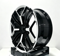 Rines Monobloque Híbridos Geométricos de Aluminio 6061-T6 Forjados a Medida en Blanco y Negro de 18-24 Pulgadas para Autos Deportivos Modernos y Vehículos Eléctricos