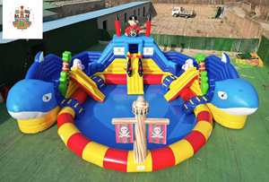 Parque Acuático Inflable Comercial de PVC para Exteriores, Tobogán Acuático, <span class=keywords><strong>Piscina</strong></span>, <span class=keywords><strong>Casa</strong></span> de Brinco - Product Image 3