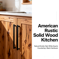 Armoire de cuisine Shaker en bois massif entièrement personnalisée, finition chêne avec vitrine pour projet résidentiel