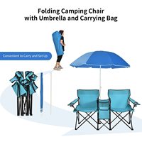 Chaise de camping, de plage et de pique-nique en métal, pliable, légère, double siège, avec parasol, logo personnalisé en gros