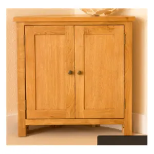 Unit sudut besar 2 pintu kabinet penyimpanan kayu kabinet kayu ek putih untuk ruang tamu
