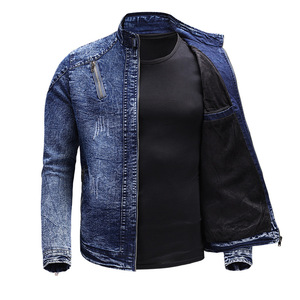 Giacca da Motociclista 2025 Personalizzata con Colletto Rialzato, Design con Cerniere, Giacca in Denim Neutra - Product Image 5