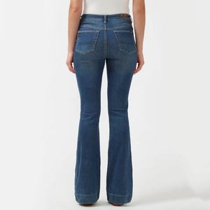 Nouveau design – Jean en denim de haute qualité pour femme, coupe droite, taille haute, évasé, style pattes d'éléphant - Product Image 6