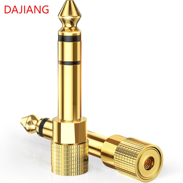 DAJIANG OEM Customized Gold Plated 6.35mm Male to 3.5mm Female Stereo Audio Jack Plug for Laptop Use Gold Plated Speaker