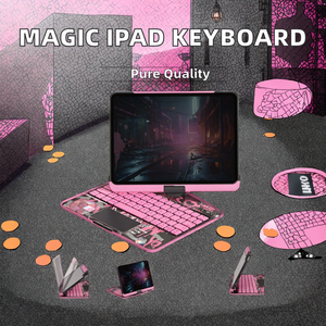 IFacemall 2024 <span class=keywords><strong>Custodia</strong></span> Trasparente in PU con Tastiera Magica per <span class=keywords><strong>iPad</strong></span> <span class=keywords><strong>Pro</strong></span> 11 Pollici Popolare Tastiera Wireless Rotante a 360° con Trackpad Retroilluminato - Product Image 2